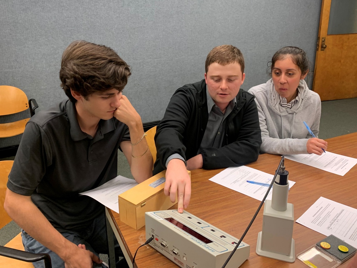 Students doing the attenuation lab